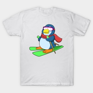 Penguin as Skier with Ski Scarf & Sunglasses T-Shirt